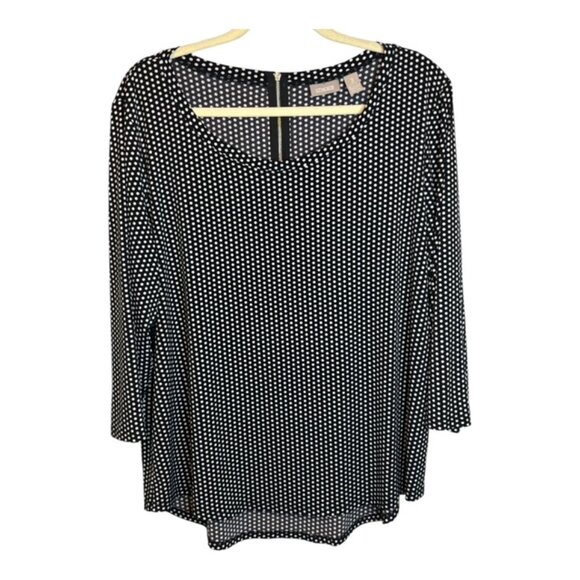 Chico's Blouse Women's Size XL Polka Dots Office Black White Chicos 3‎ - Picture 1 of 3